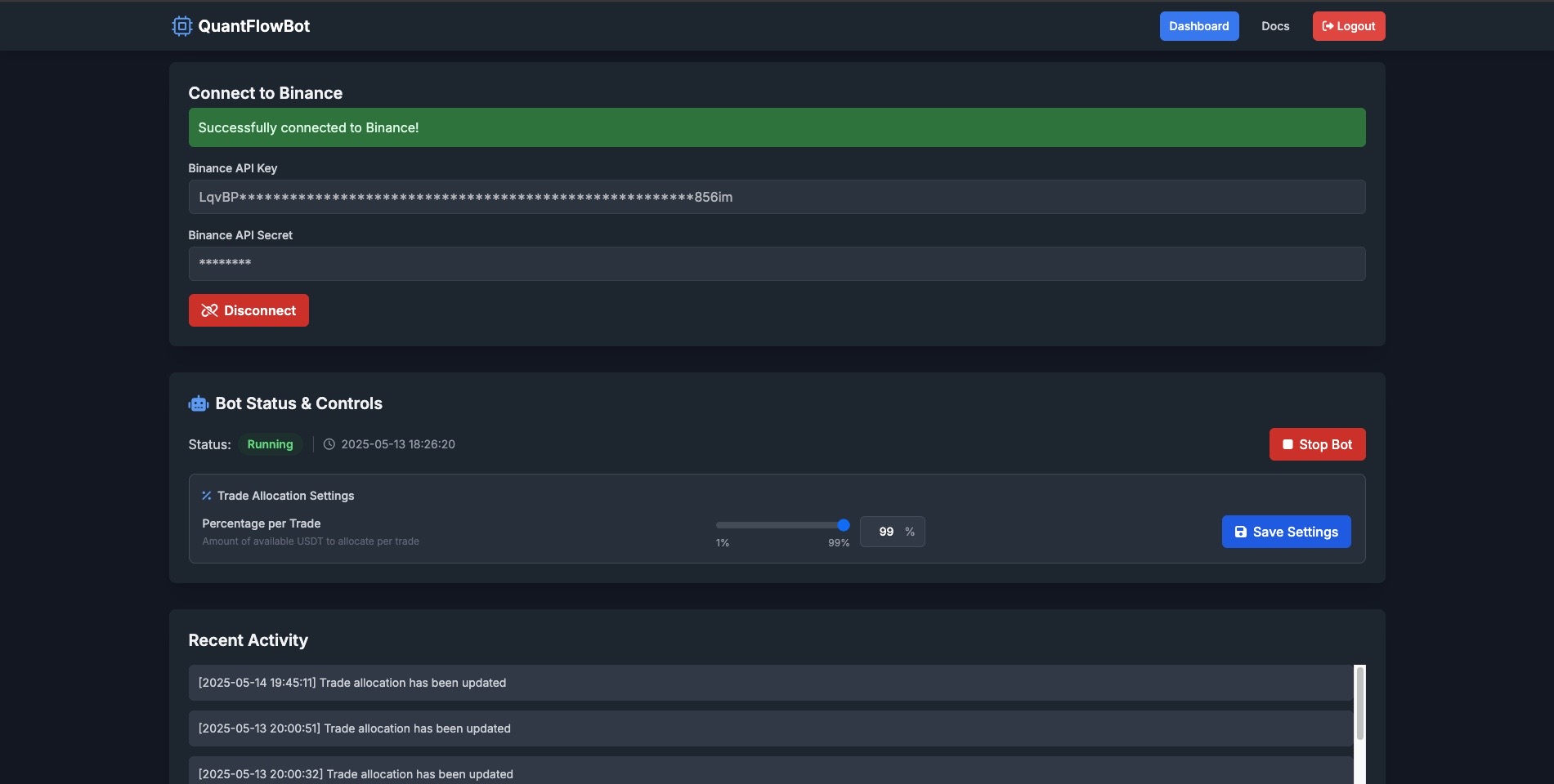 QuantFlowBot Dashboard